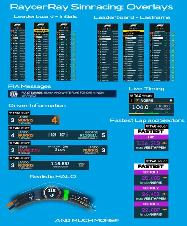 RaycerRay - 用于 Simhub F1 风格覆盖全屏排行榜和驾驶舱的 F1 插件