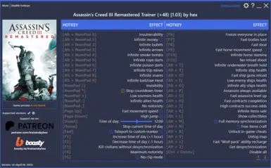 刺客信条III 重制训练器