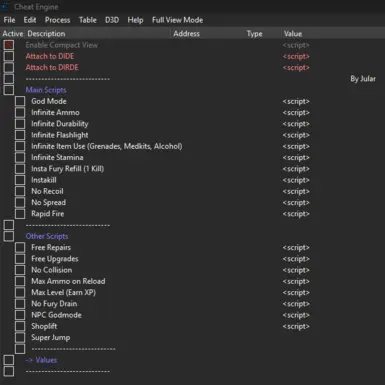 DI和DIR环境的作弊表