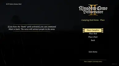 KCD2露营模组的原生菜单